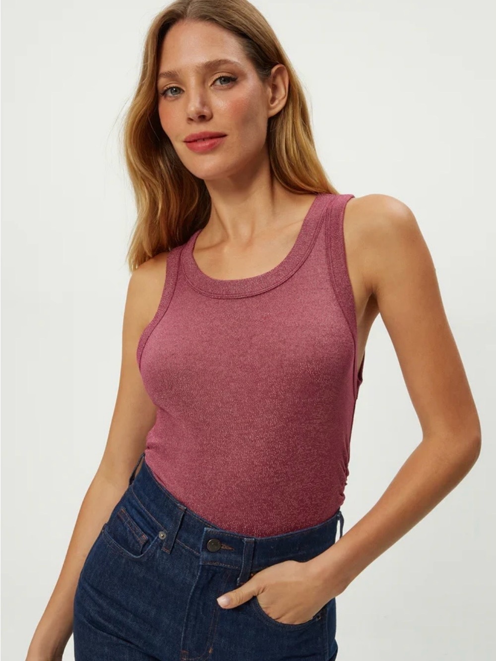 Michael Stars Ella Shine Tank in Ruby NWT